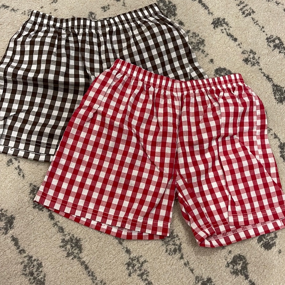 Brown and red checked shorts size 5